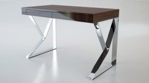 ARAM ESCRITORIO DE CASA CONCEPTO - ACERO INOXIDABLE CON TABLERO ENCHAPADO