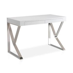 ARAN ESCRITORIO DE CASA CONCEPTO – ACERO INOXIDABLE CON TABLERO COLOR BLANCO