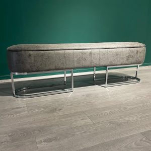 BANQUETA ALDAI – ACERO BRILLANTE CON TAPIZ