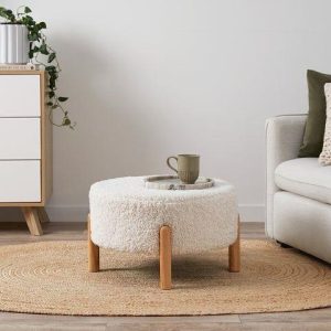 SHEAN PUFF - REDONDO CON BASE DE MADERA