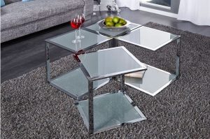 MESA DE CENTRO MULTIMES - JUEGO DE 4 MESAS DE ACERO INOXIDABLE
