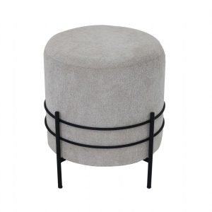 PUFF THELI - REDONDO CON BASE DE METAL COLOR NEGRO