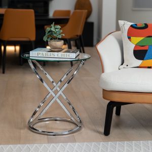 MESA LATERAL WHELLS - ACERO INOXIDABLE DE DISEÑO EXCLUSIVO CON VIDRIO