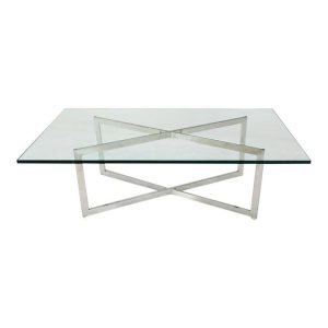 MESA DE CENTRO ASPA - CUADRADA CON TABLERO DE VIDRIO